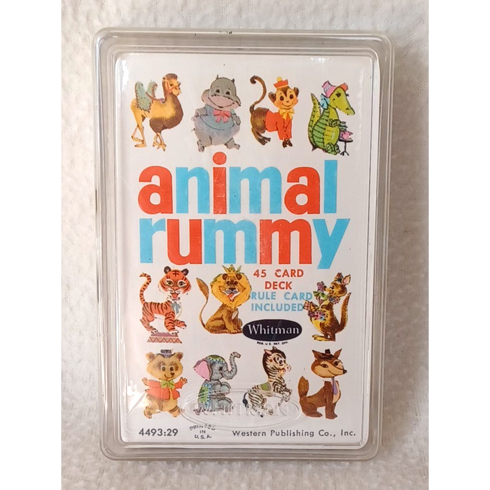 Vintage Whitman Animal Rummy 45 Card Deck Card Game & Case #4493:29 SEALED NEW